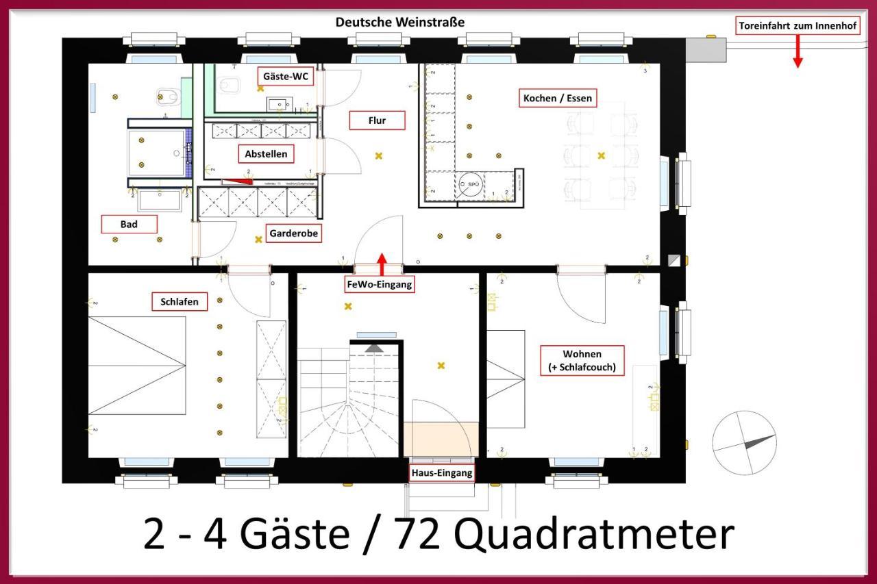 Neue90 - Fewo Steinacker, Weinstrasse Kallstadt Pfalz, 2Zkb - Keine Monteure ภายนอก รูปภาพ